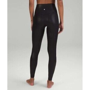 Lululemon Align High Rise 28” Shine Radiate Foil Black Size 6 NWT